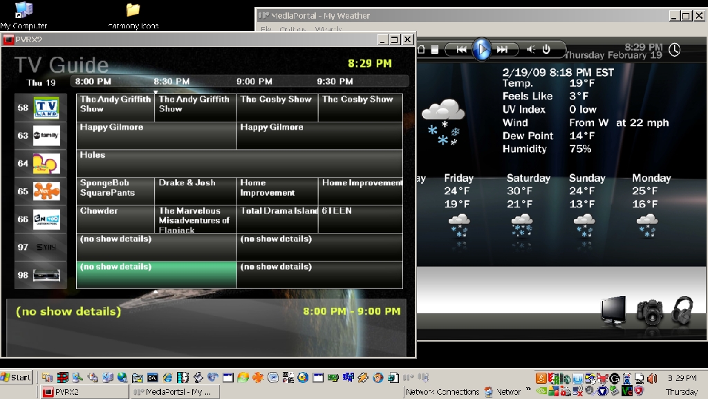 Snagit snapshot of gbpvr and Media Portal